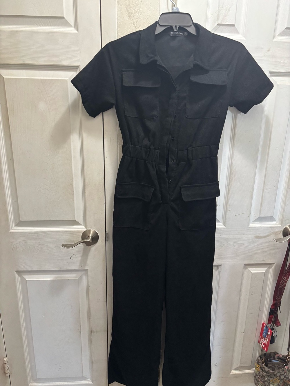 PrettyLittleThing Black Short Sleeve Utility Jumpsuit